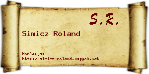 Simicz Roland névjegykártya